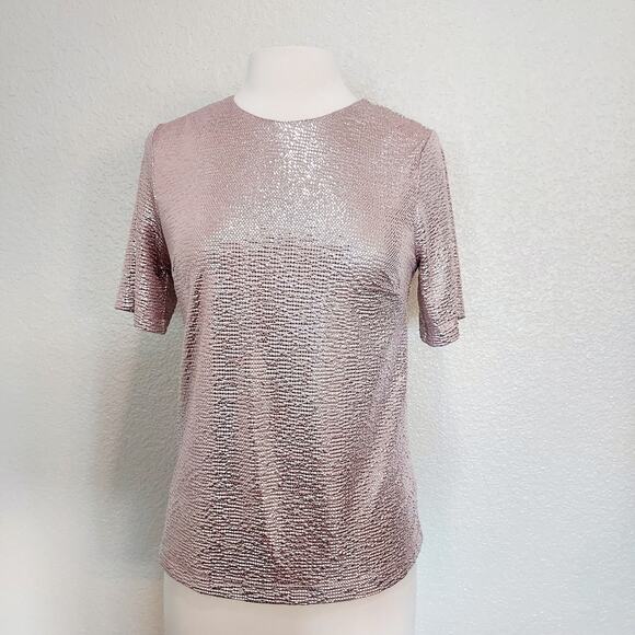Monteau Los Angeles Rose Gold Shimmer Blouse Size M - Picture 2 of 11